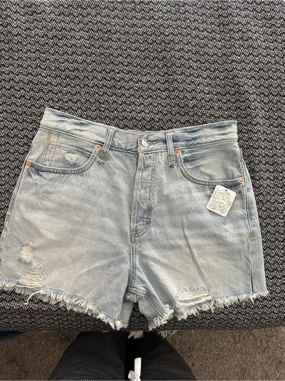 Free People Light Blue Distressed Denim Women’s Shorts